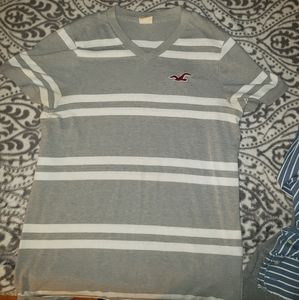 Hollister gray shirt with white stripes